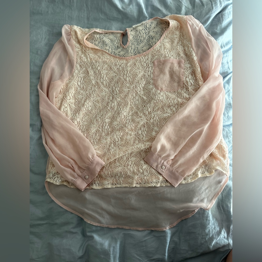 Pink and lace Perch by Blu Pepper Blouse